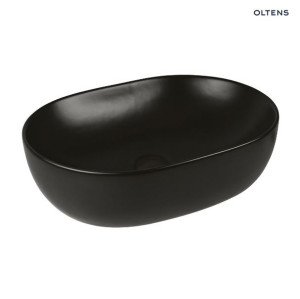 OLTENS HAMNES THIN umywalka nablatowa z powłoką Smart Clean 49,5x35,5cm, czarny mat