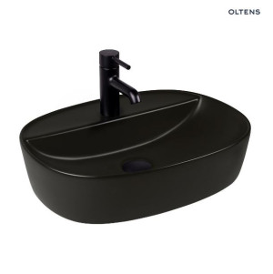 OLTENS HAMNES THIN umywalka nablatowa z powłoką Smart Clean 51x39cm, czarny mat