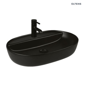 OLTENS HAMNES THIN umywalka nablatowa z powłoką Smart Clean 62x42cm, czarny mat
