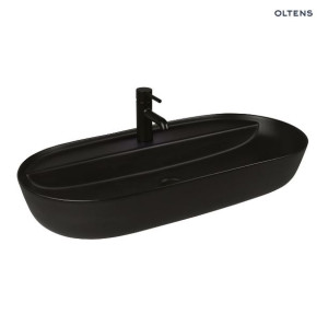 OLTENS HAMNES THIN umywalka nablatowa owalna, 80x40cm, czarny mat