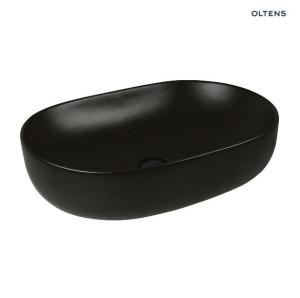OLTENS HAMNES THIN umywalka nablatowa z powłoką Smart Clean 60,5x41,5cm, czarny mat