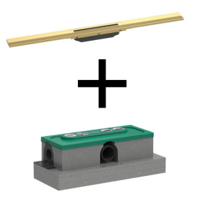 ZESTAW Hansgrohe RainDrain Flex Odpływ liniowy 80 cm złoty optyczny polerowany + uBox Universal 56044990 + 01001180