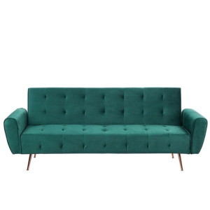 Sofa rozkładana welurowa szmaragdowa SELNES