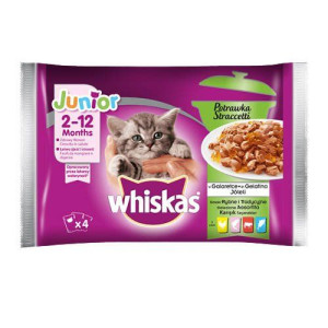 WHISKAS JUNIOR Potrawka Smaki Rybne i Tradycyjne w Galaretce 4x 85 g - mokr