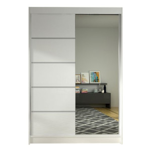 Szafa przesuwna LINO III z lustrem 120cm - garderoba - BIAŁY