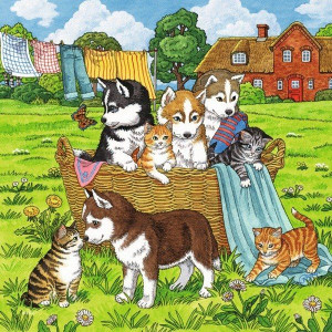 Ravensburger Puzzle 3x49 el Słodkie pieski i kotki