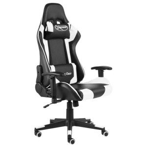 Obrotowy fotel gamingowy, biały, PVC