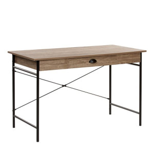 Biurko 120 x 60 cm beżowoszary drewno z czarnym CASCO