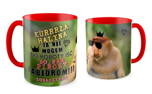 Kubek z nosaczem Nie mogem do roboty iść