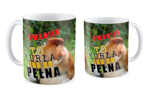 Kubek z nosaczem Lej mie kurła ino do pełna