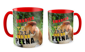 Kubek z nosaczem Lej mie kurła ino do pełna