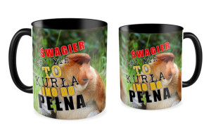 Kubek z nosaczem Lej mie kurła ino do pełna