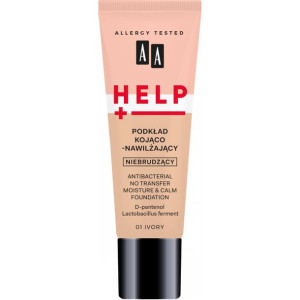 AA HELP Podkład Kojąco-Nawilżający 01Ivory 30ml Niebrudzący