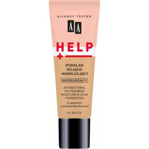 AA HELP Podkład Kojąco-Nawilżający 03Beige 30ml Niebrudzący