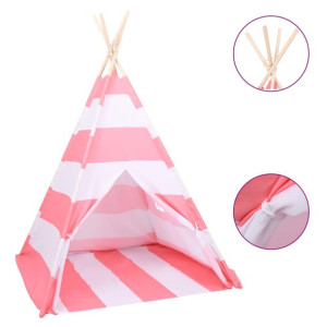 Dziecięcy namiot tipi, torba, peach skin, paski, 120x120x150 cm