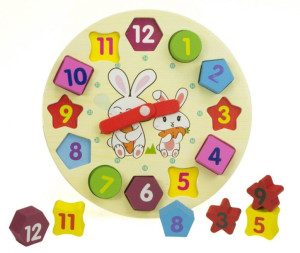 Sorter drewniany zegar edukacyjny 18cm + klocki
