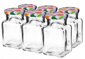 6x Słoik Kwadratowy 150ml Na Konfitury Dżem 132155