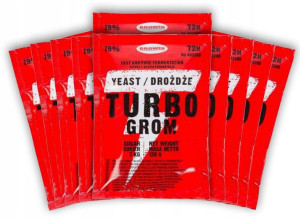 10x Drożdże Gorzelnicze 19% Turbo Grom 72h 403200
