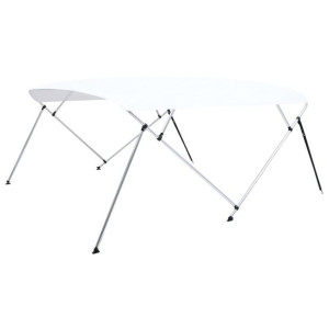 Daszek bimini do łodzi, 4 pałąki, biały, 243x(230-244)x137 cm