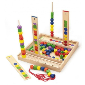 Drewniana Gra edukacyjna Logiczne koraliki Viga Toys 104 elementy