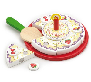 Tort Urodzinowy Drewniany Zestaw do Krojenia na Rzepy Viga Toys