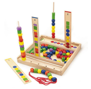 Drewniana Gra edukacyjna Logiczne koraliki Viga Toys 104 elementy