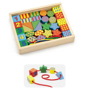 Drewniane Klocki Edukacyjne do nawlekania Nawlekanka dla dzieci Viga Toys