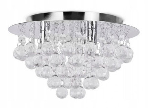 Lampa Sufitowa Kryształowa Plafon Glamour Srebrna