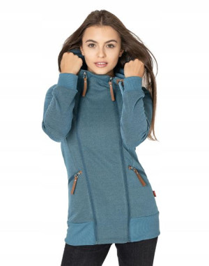 Długa Bluza Damska Rozpinana z Kapturem 372-5 r L