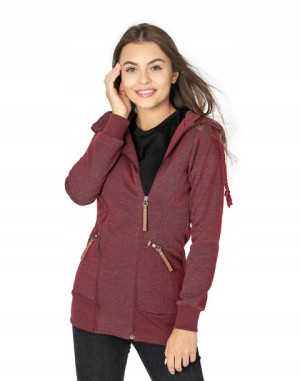 Długa Bluza Damska Rozpinana z Kapturem 372-2 r M