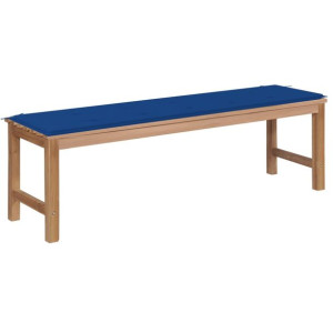 Ławka ogrodowa z kobaltową poduszką, 150 cm, drewno tekowe