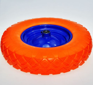 Koło do taczki 400x8 pełne PU (orange)