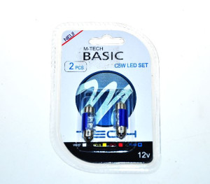 Blister 2x Dioda LED L025 - C5W 31mm 2 LED niebieska