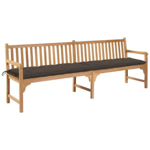 Ławka ogrodowa z poduszką taupe, 240 cm, lite drewno tekowe