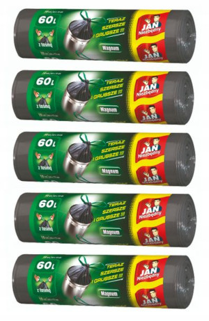 5 x Worki na odpady Jan Niezbędny Magnum z taśmą 60 l