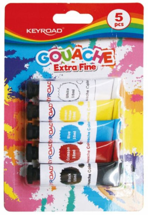 Farby tempera KEYROAD 5x10ml 5 kolorów