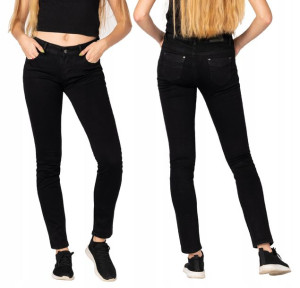 Czarne Spodnie Jeans Rurki Slim Damskie 3101 72 cm