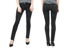 Czarne Jeansy Rurki Damskie Spodnie Pasek 740 74cm