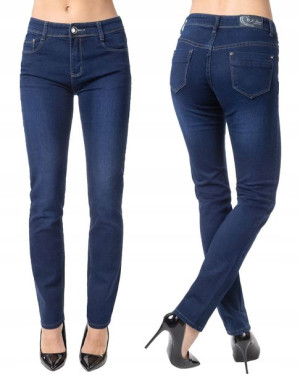 Spodnie Damskie Jeans Granatowe ze Strecz BS 72 cm
