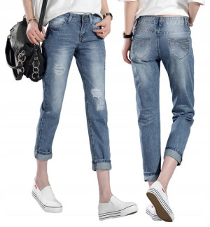 Jeansy Damskie z Przetarciami Dziurami ZY017 74 cm