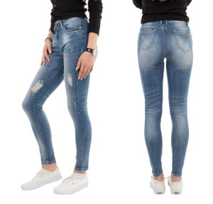 Jeansy Damskie z Przetarciami Dziurami YH243 74 cm