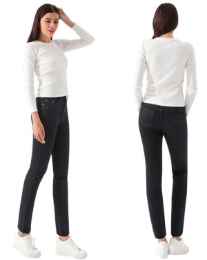 Czarne Klasyczne Jeansy Damskie Spodnie 9129 84 cm czarne