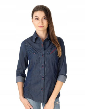 Koszula Damska Jeansowa Bluzka Denim Jeans 918 r S
