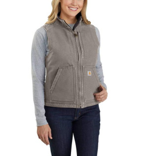 Damska Kamizelka Carhartt Sherpa Lined Mock Neck Vest TAUPE GREY