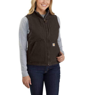 Damska Kamizelka Carhartt Sherpa Lined Mock Neck Vest DARK BROWN