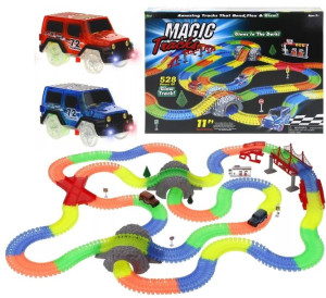 Tor Samochodowy Świecący Magic Track 2 Autka 528el. 7 Metrów Toru