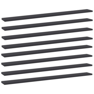 Półki na książki, 8 szt., szare, 100x10x1,5 cm, płyta wiórowa
