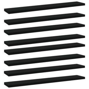 Półki na książki, 8 szt., czarne, 60x10x1,5 cm, płyta wiórowa