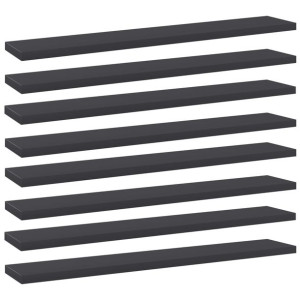 Półki na książki, 8 szt., szare, 60x10x1,5 cm, płyta wiórowa