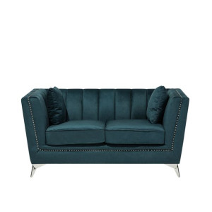 Sofa 2-osobowa welurowa lazurowa GAULA